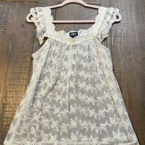 Blue Asphalt Sheer & Lace Blouse - Size Large - NWOT